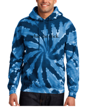 Load image into Gallery viewer, NAVY TIE DYE &quot;WHAT THE FRICK&quot; HOODIE