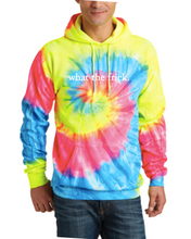 Load image into Gallery viewer, NEON RAINBOW TIE DYE &quot;WHAT THE FRICK&quot; HOODIE